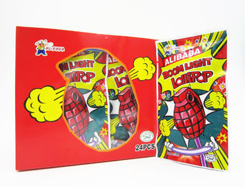 Grenade Shape Healthy Lollipop With Poping Candy / Low Calorie Hard Candy
