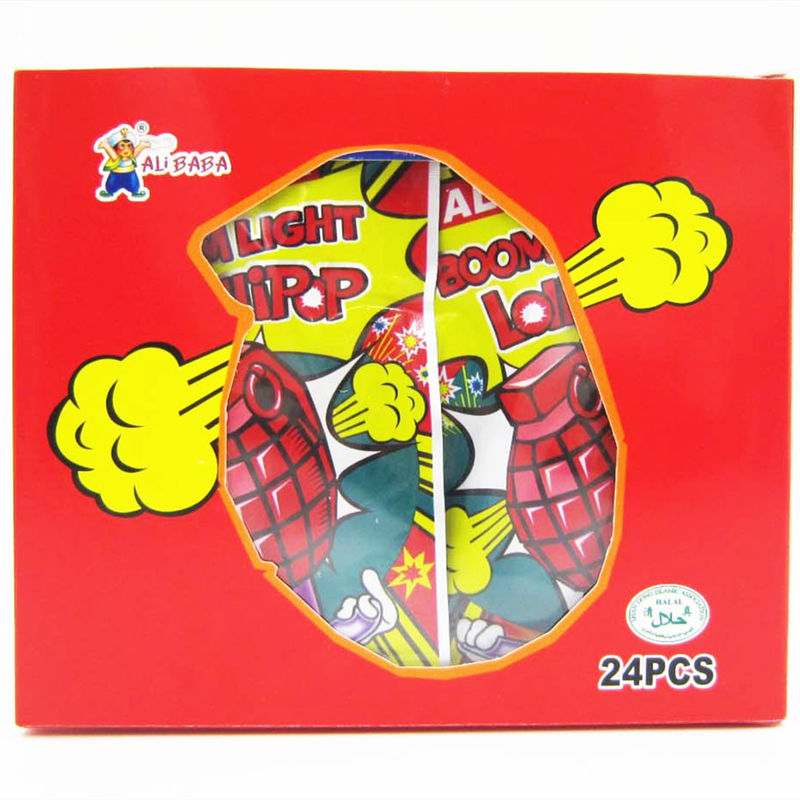 Grenade Shape Healthy Lollipop With Poping Candy / Low Calorie Hard Candy